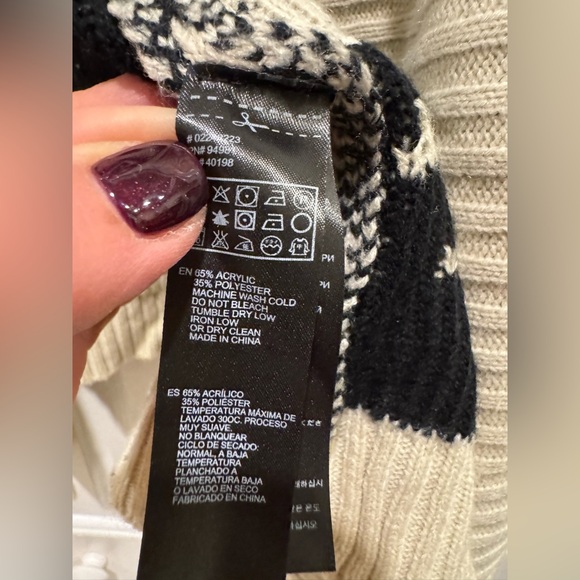 Forever 21 oversized western cozy knit Aztec dolman open cardigan black cream Sm - Picture 6 of 11